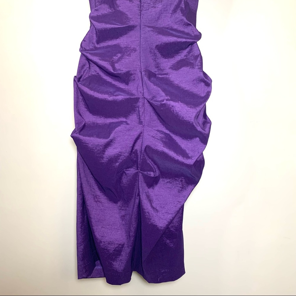JADE Metallic Purple Bodycon Cocktail Dress Asymmetric Ruffle Size 8 Barbiecore - Picture 15 of 16